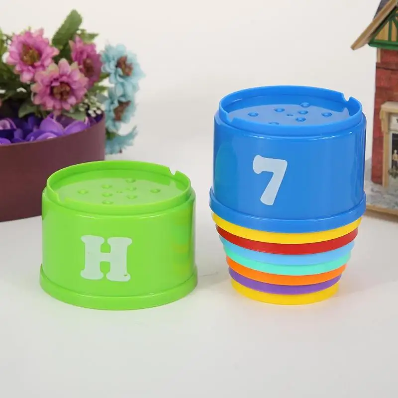 Красочные стопки чашки смешные дети математические игрушки граф цифры буквы блок для ребенка