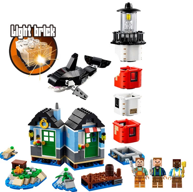  Architecture series the lighthouse hut 3in1 Building Blocks Compatible with Legoing educational toys for children gift