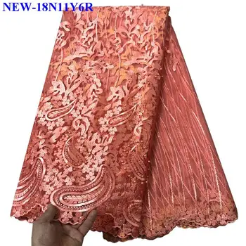 

2018 Hot Sale High Quality Flower African lace Fabric Bridal embroidered flower beads french lace fabric with Rhinestones MRT02