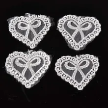 Nuevo palo de Encaje Vintage en forma de corazón blanco 30 uds, cosido en tela con motivos florales, artesanía, costura, parches 3,6x3,9 cm cp1728
