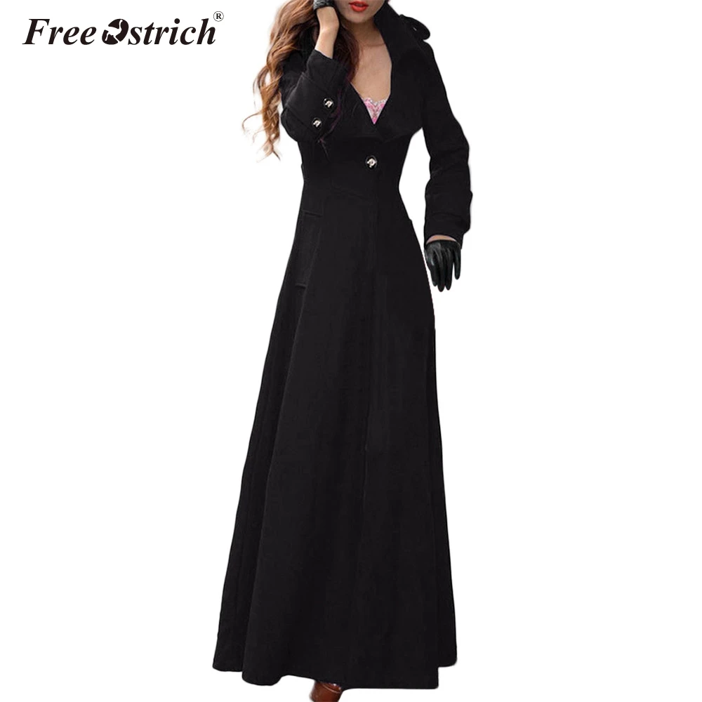 

Free Ostrich Trench Coat For Women Fashion 2019 Autumn Button Pockets Abrigo Mujer Long Coat Overcoat Women Mode Femme N30