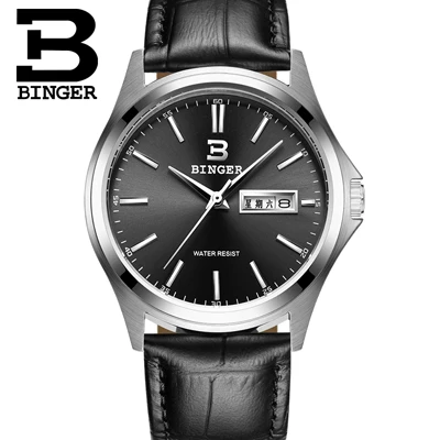 Швейцарские роскошные мужские часы Бингер бренд Кварцевые полностью нержавеющие мужские часы водонепроницаемые Полный календарь гарантия B3052B5 - Цвет: Item 7