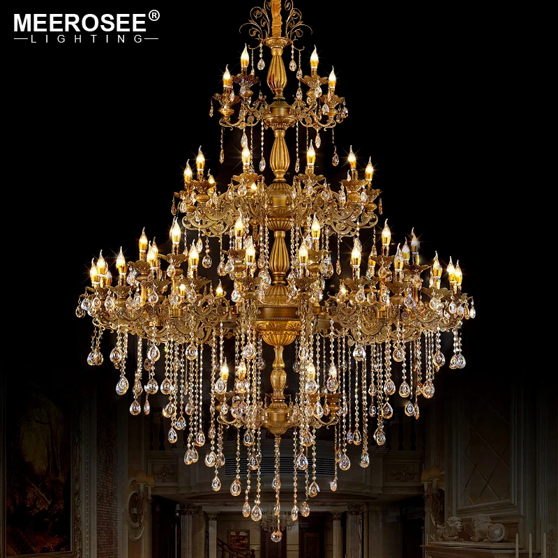 

New Arrival Luxurious Crystal Chandelier Light 56 Lights Bulb Large Crystals Lighting Hanging Luminaires for Villa Hotel Project