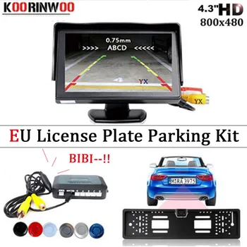 

Koorinwoo 2.4GHZ wireless EU European License Plate Frame parking sensor with Car Monitor Rear View Camera Reverse backup Auto