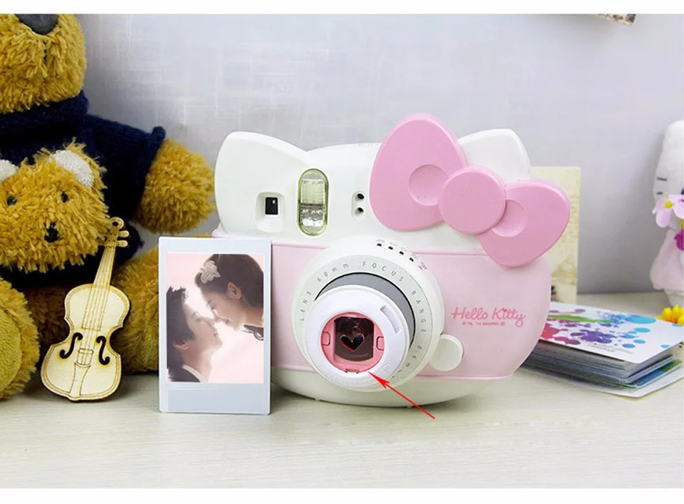 Фотокамера Fujifilm Instax Mini 8 7s 8+ 9 hello kitty, цветные фильтры для мгновенной фотосъемки, круглые линзы в форме сердца, 6 шт