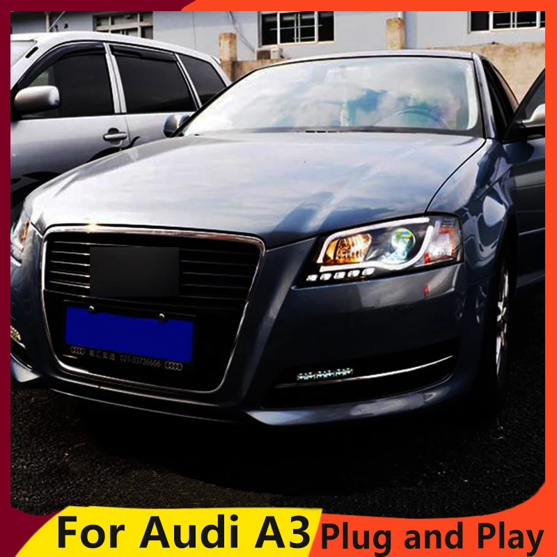 KOWELL автомобилей для укладки Стайлинг для AUDI A3 фары 2008-2012 для A3 фара светодио дный DRL Передняя Биксеноновая объектив двойной луч СПРЯТАЛСЯ комплект