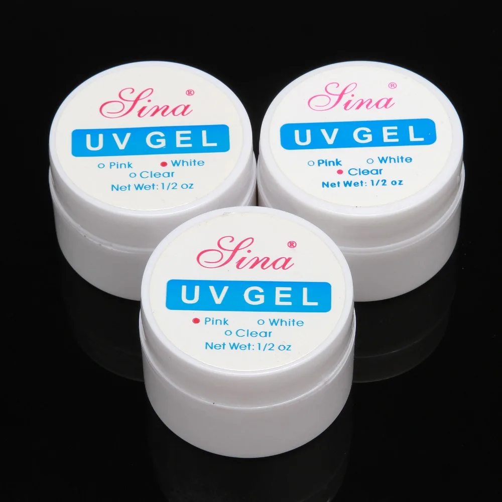 

3 PCS Color UV BUILDER GEL (CLEAR+WHITE+PINK) NAIL ART False Tips SALON Tool Set
