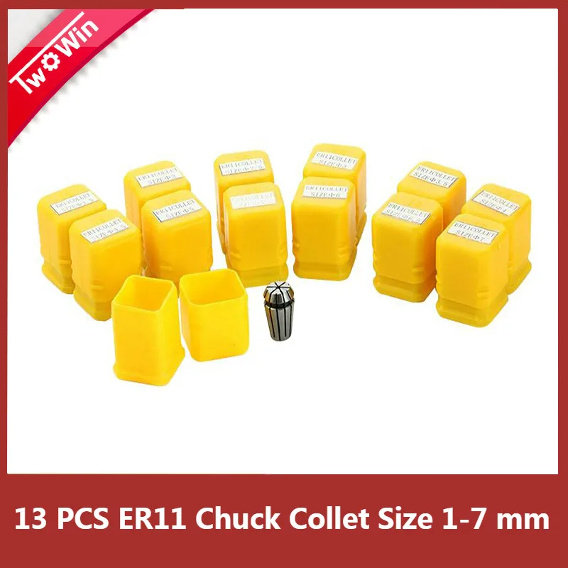 

13Pcs ER11 Collet Chuck CNC Spindle ER11 Collet Lathe Tool Holder ER11 Collet Set Size 1-7MM for CNC Milling Lathe Tool