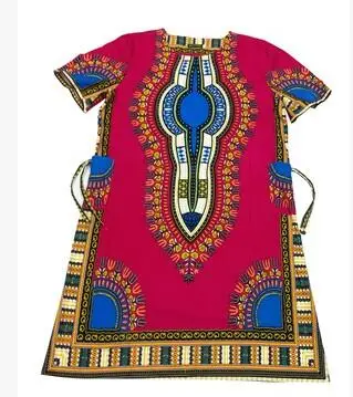 7 цветов Дашики карманы Африканский Племенной рубашки Дашики печати женщин Лаконичное платье Хиппи одежда - Цвет: rose