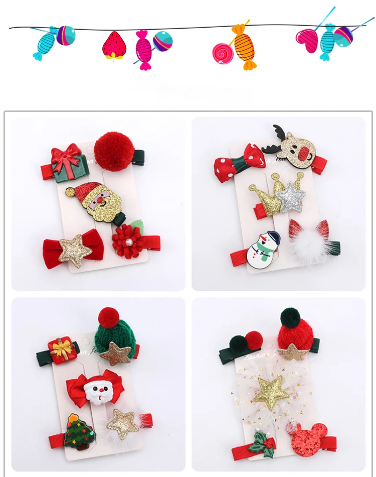 Детские головные уборы рождественские детские украшения для головы детские праздничные круглые заколки для волос Красные праздничные