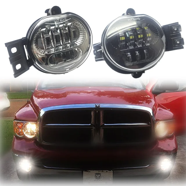 1Pair Black/Chrome 63W Led Fog Light For Dodge Ram 1500 2002 2008 For