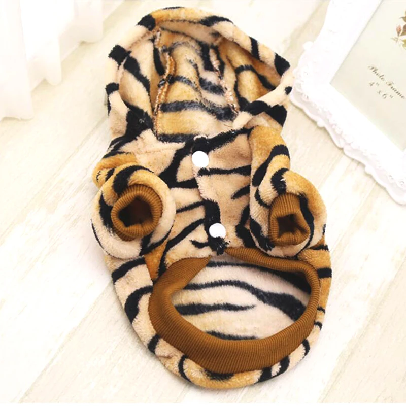 Плюшевая Тигровая Одежда для кошек, теплая куртка с капюшоном, новинка, зимнее пальто, милые товары для животных Y236