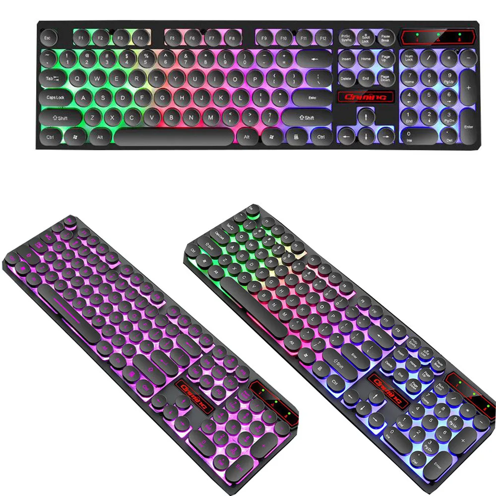 

Retro Punk Mechanical Feel Keyboard Wired Backlit Gaming Keyboard 104 Key Computer Keyboard Player Ergonomic Laptop