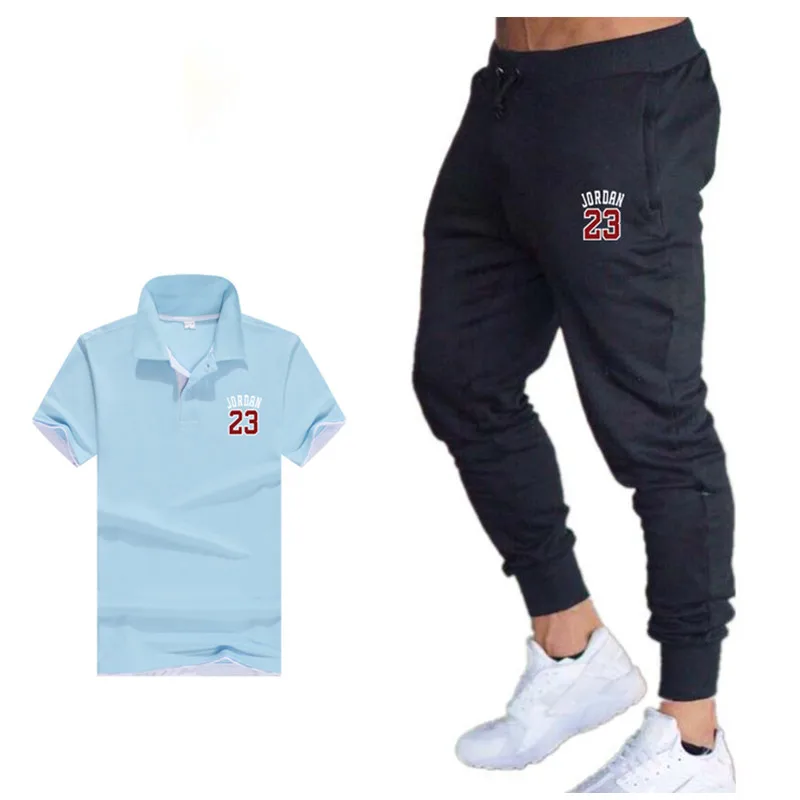 polo shirt and track pants