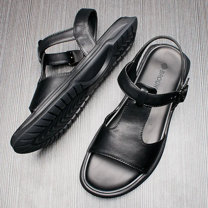 Brand New US 6-9 Fashion Buckle Strap Pure Black Trendy Sandals Cool Man Summer Driving Casual Shoes Outdoor Beach Shoes Brand New US 6-9 Fashion Buckle Strap Pure Black Trendy Sandals Cool Man Summer Driving Casual Shoes Outdoor Beach Shoes