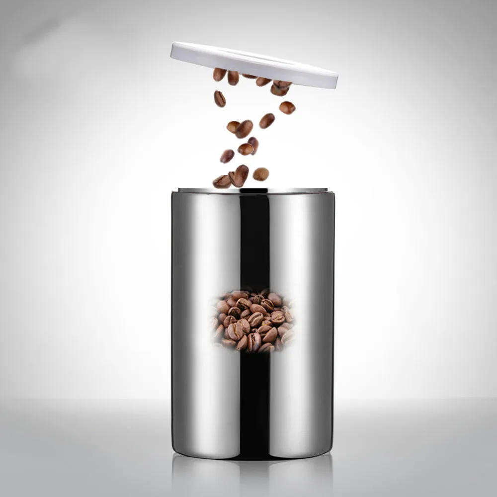 Double Layer Stainless Steel Sealing Jars Convenient Coffee Bean