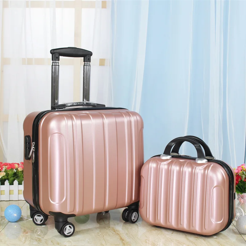 

14 inch Cosmetic Make up Storage suitcase box and Spinner rolling luggage set kid malas deffle