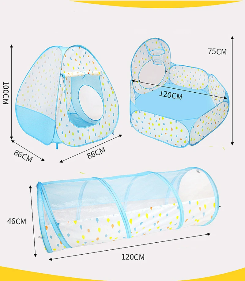 3 в 1 детская игрушка-палатка с мячом бассейн ползающий туннель детский вигвам Складной Игровой тент детский дышащий игровой домик