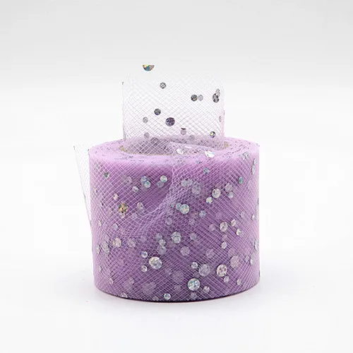 Блестящие Блестки 5 см 25 ярдов тюль рулон катушки пачка Свадебная отделка органзы Тюль Ткань Baby Shower вечерние украшения для девочек - Цвет: C24 Light purple