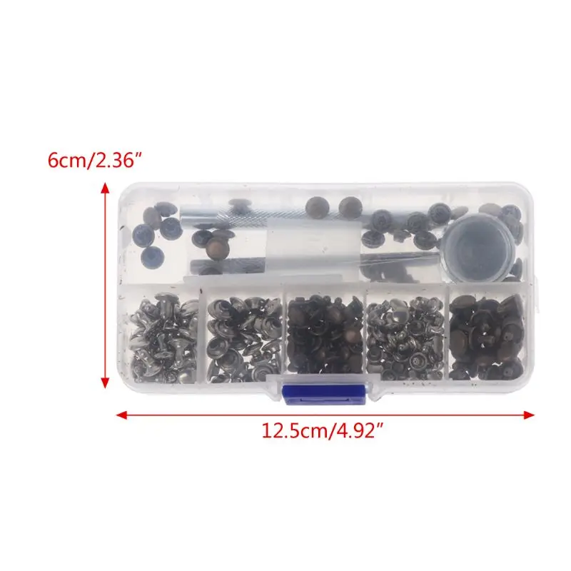 

120 Set Leather Repairing Rivets Snaps Fastener Button Press Studs for DIY Craft qiang