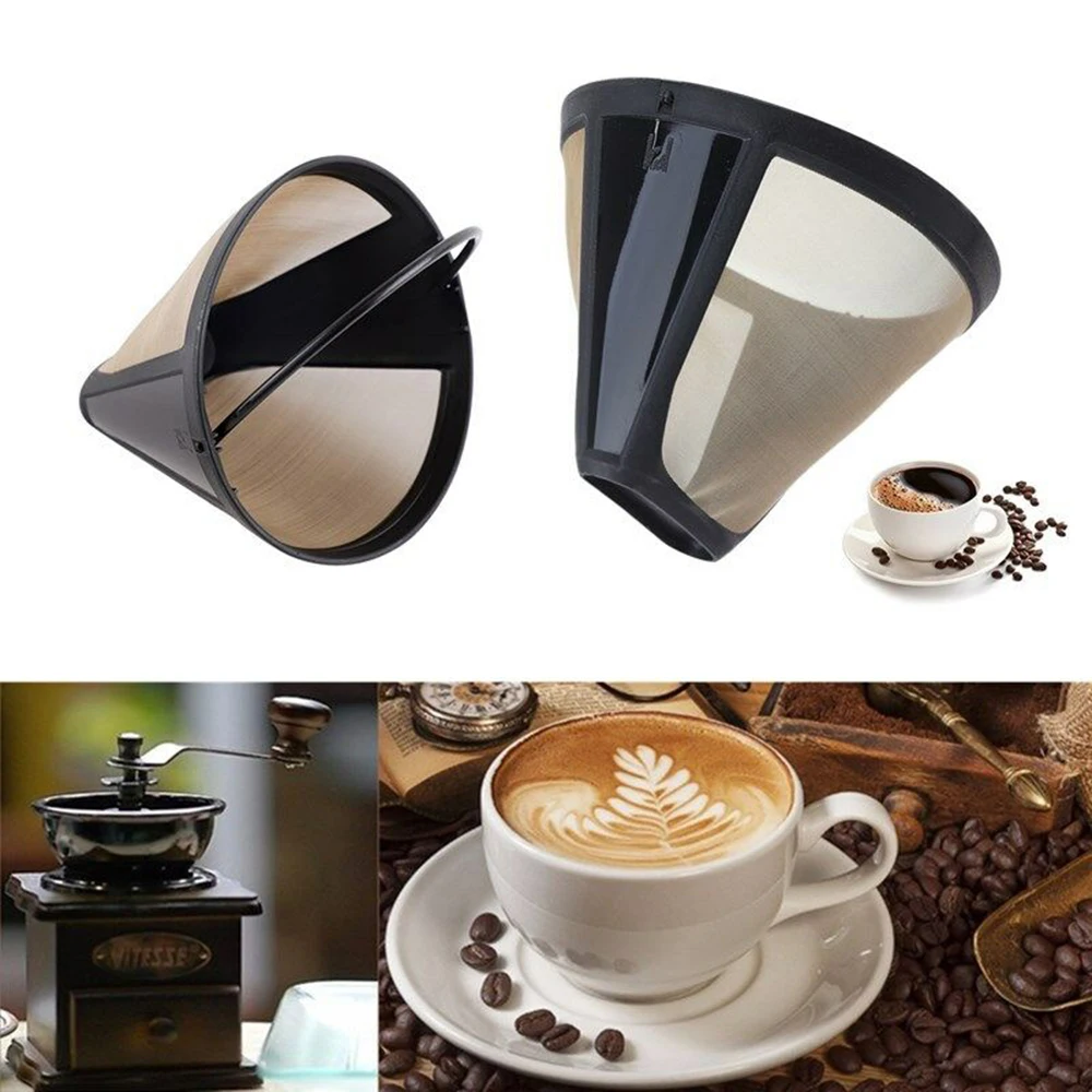 Coffeeware أدوات الفولاذ المقاوم للصدأ القهوة صانع قابلة لإعادة الاستخدام مرشحات مخروط-نمط المطبخ الادوات القهوة مرشح اليدوية مقهى بار