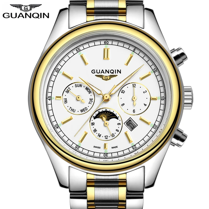 Relogio Masculino 2020 Брендовые Часы мужские GUANQIN деловые s золотые 316L нержавеющие
