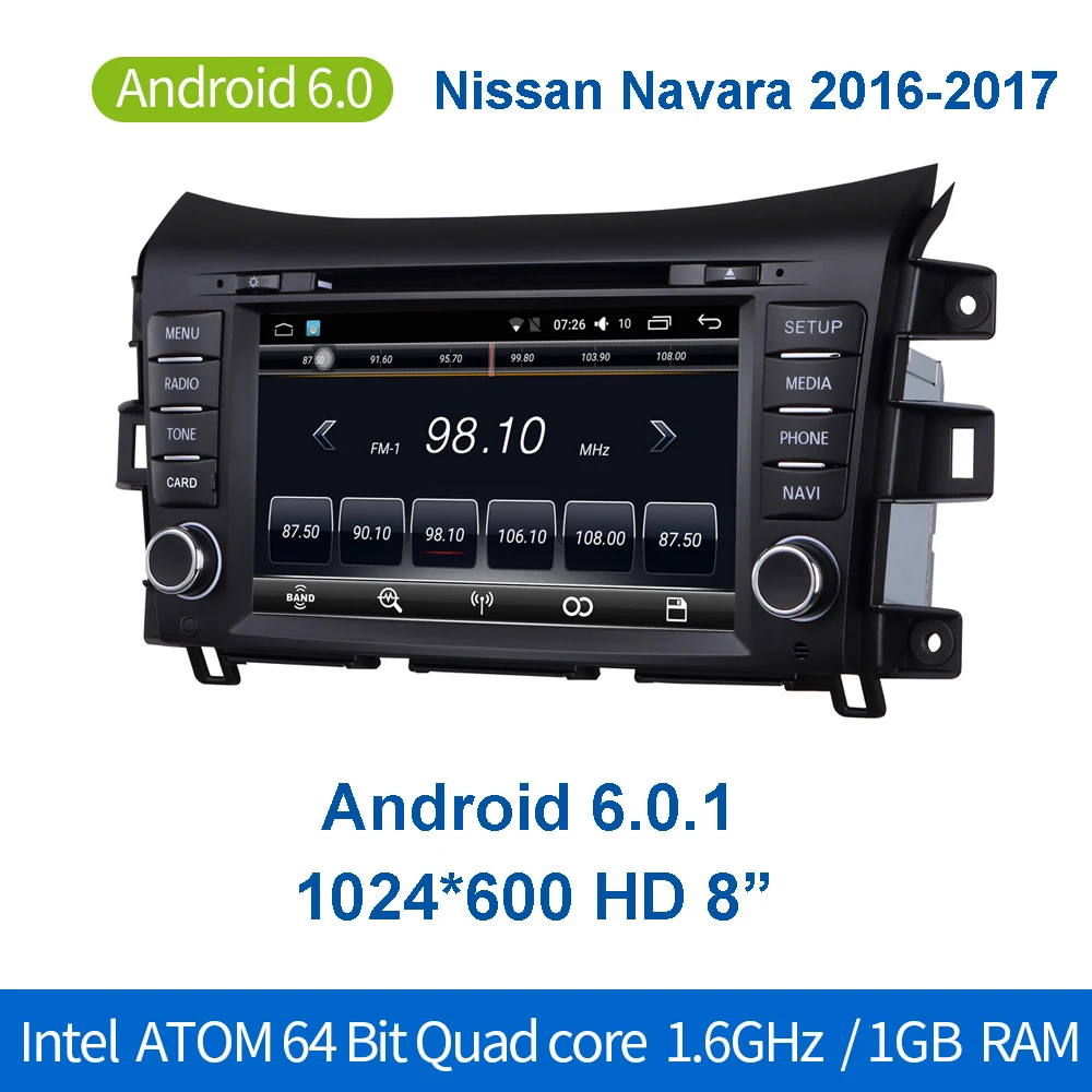 

Car DVD Player Stereo Radio Android 6.0 Bluetooth 8" Touchscreen 64Bit Quadcore 2GB/32GB GPS Navigation for Nissan Navara