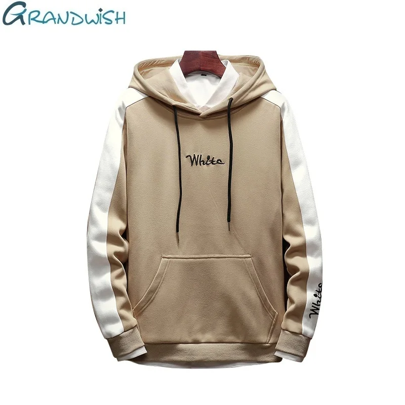 

Grandwish Fashion Polyester Men's Letter Embroidery Hoodies Spring Autumn Solid Color Streetwear Sweatshirt harajuku Mens,ZA154