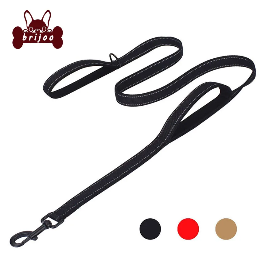Brijoo Dog Lesshes Outdoor Dog Training Chain Heavy Duty Double Handle Lead for Greater Control Safety Training Dual Handle