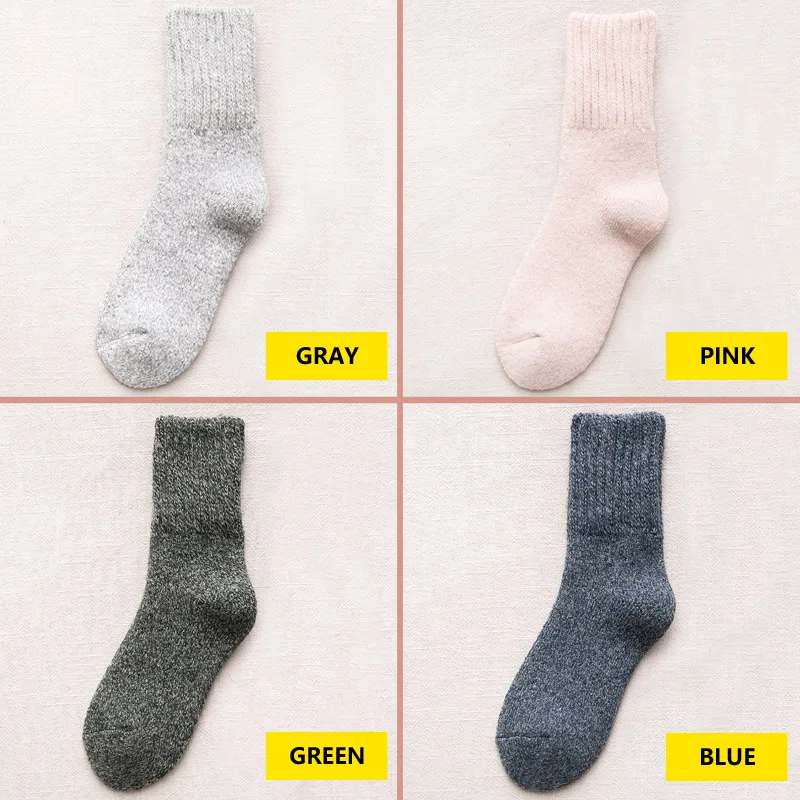 Женская мериносовая шерсть Носки брендовые носки, японский стиль толстые зимние теплые кашемировые носки без пятки тапочки Носки в повседневном стиле с круглым вырезом - Цвет: Синий