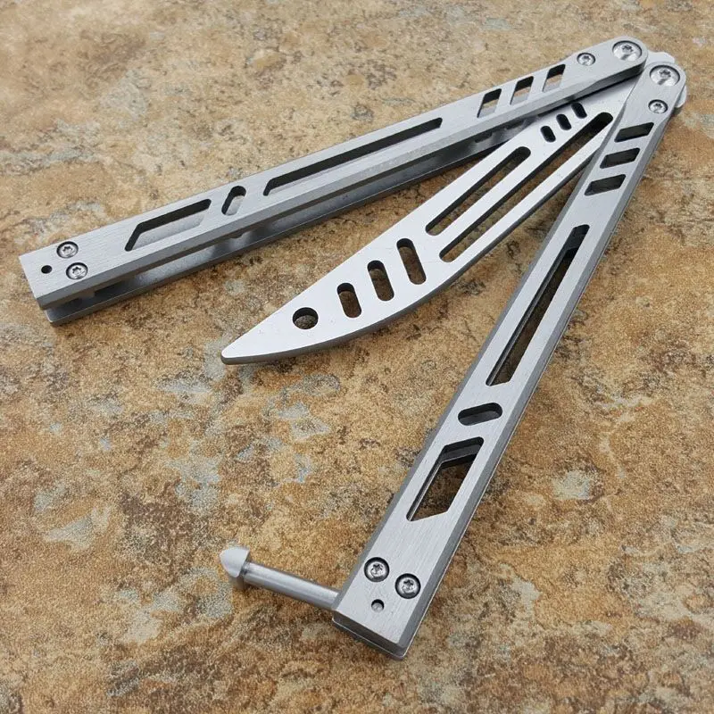 

Butterfly Trainer Knife No Sharp Butterfly Practice Tools Socket System Barebone Tablet 440C Blade Folding Pocket Hunting Knife