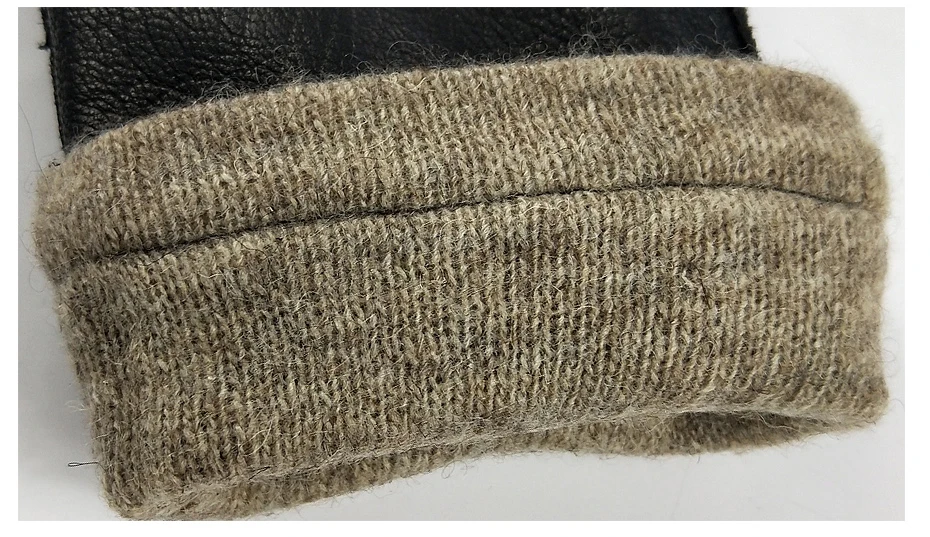 CHING YUN New best selle Winter man deer skin leather gloves warm soft external suture gloves 70% wool lining large size glove men's waterproof gloves