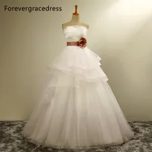 Forevergracedress A Line Long Wedding Dress New White Strapless Sashes With Lace Up Back Bridal Gown Plus Size Custom Made