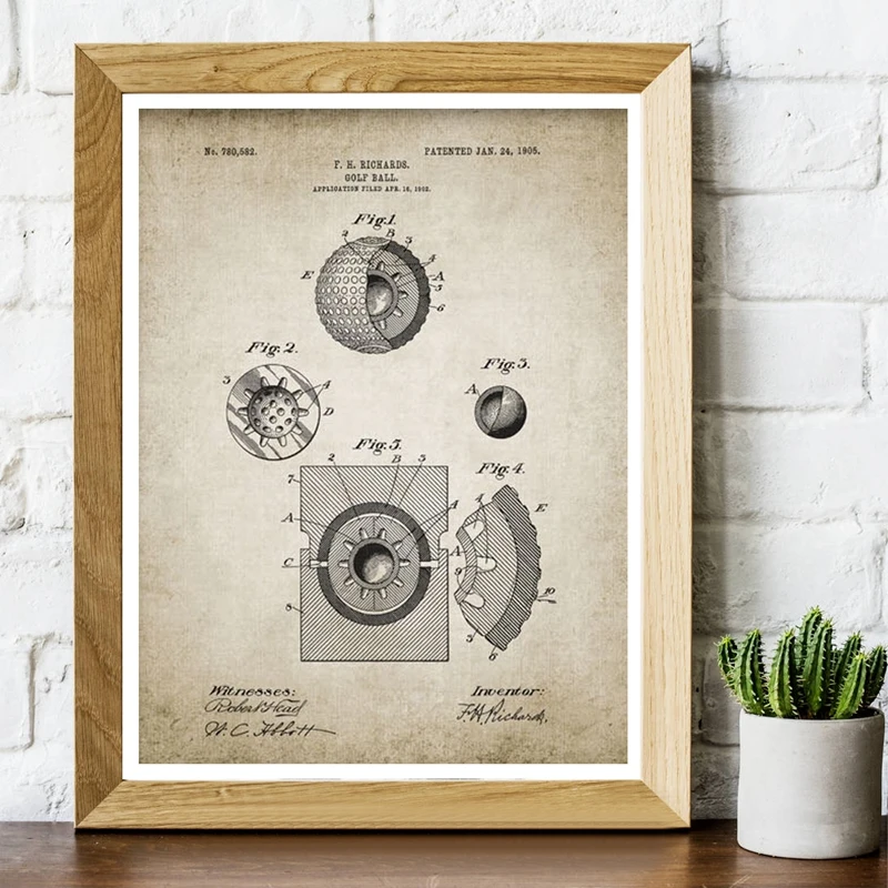 Vintage Golf Patent Canvas Painting