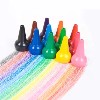 

12 pcs Finger Crayons for Toddlers, Palm Grip Crayons, Non-toxic Washable Stackable for Art Supplies