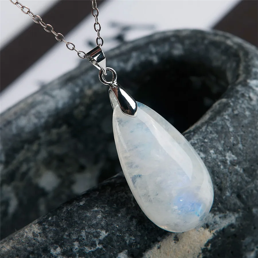 Натуральный лунный камень синий свет капли воды Кулон 31x17x8 мм AAA|drop pendant|moonstone