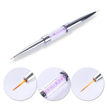 Double ended Nail Art Liner Brush Ultra thin Line Draw Pen Rhinestones Handle Nail Paint Pen