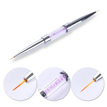 

Double-ended Nail Art Liner Brush Ultra-thin Line Draw Pen Rhinestones Handle Nail Paint Pen Brush Rose Red Tools