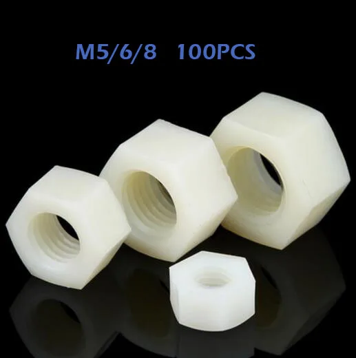 

tuerca m2 50Pcs DIN934 M2 M2.5 M3 M4 M5 M6 M8 PA66 Nylon Hex Nut Hexagon Plastic Hex Nuts NL05