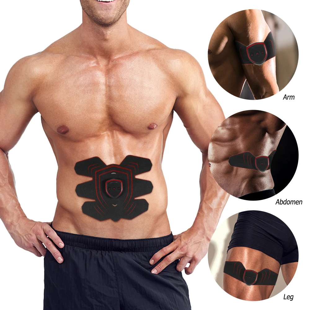 Digital Abdominal Training Machine Arm Thigh Waist Fitness Exerciser Smart Massager +10pcs Hydrogel Mat Workout Equipment