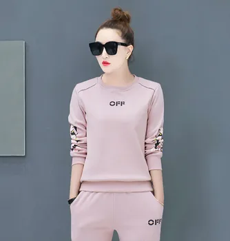 

Casual Pink Sport Suit Ladies Joggers Suit Pullovers Long Sleeve Two-piece Set Women Two Piece Outfits Girls Sweatsuits Sets Hot