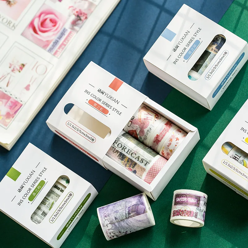 

JIANWU 5pcs/set natural Style Washi Tape Scrapbook DIY Basic Decor Masking Tape School Stationery Store Bullet Journal supplies