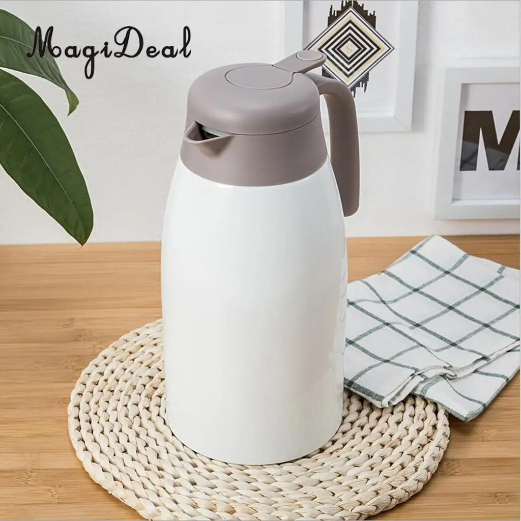 MagiDeal Black/White/Gold 2L Stainless Steel Water Bottle - Coffee Pot - Tea Jug Kettle Pitcher with Lid