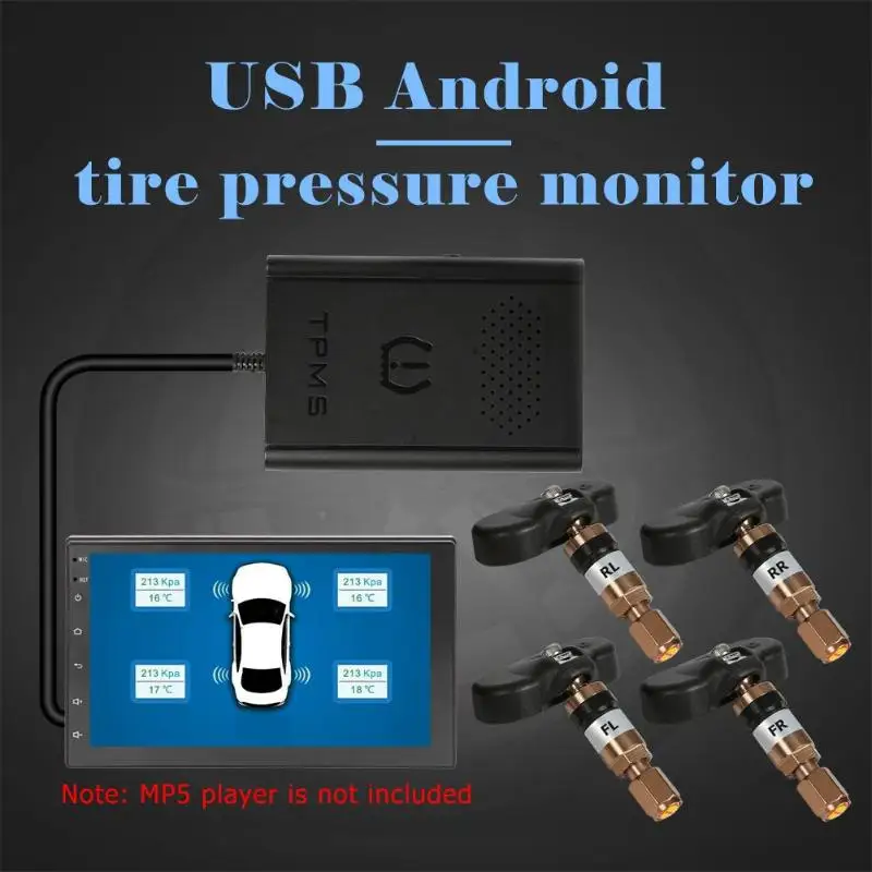 USB Android TPMS автомобильная система контроля давления в шинах дисплей с 4 Interal датчики для Android Автомобильная стерео навигация