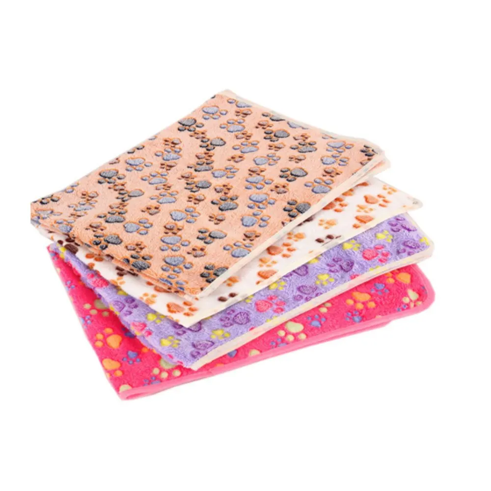 

Warm Cute Dog Bed Mat Soft Fleece Paw Foot Print Pet Blanket Sleeping Bed Cover Mat for Small Medium Dogs Cats