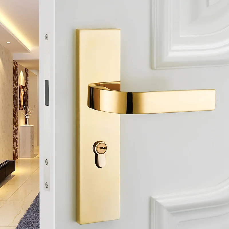 

2018 Free Shipping Solid Wood Bedroom Door Locks The Nordic Interior Contracted Pvd Gold Mute American Mechanical Lock Hardware
