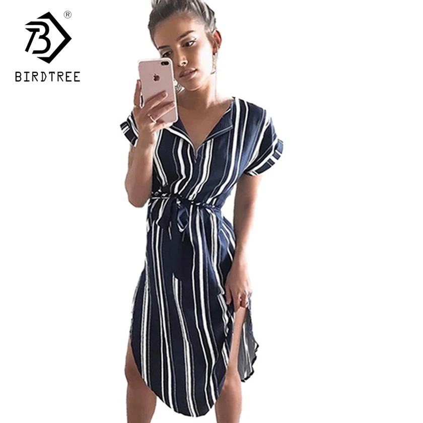 2018 New Arrival Summer Dresses Casual V-Neck Elegance Short Sleeve Floral Print With Sash Plus Size 3XL Women Clothing D87303L