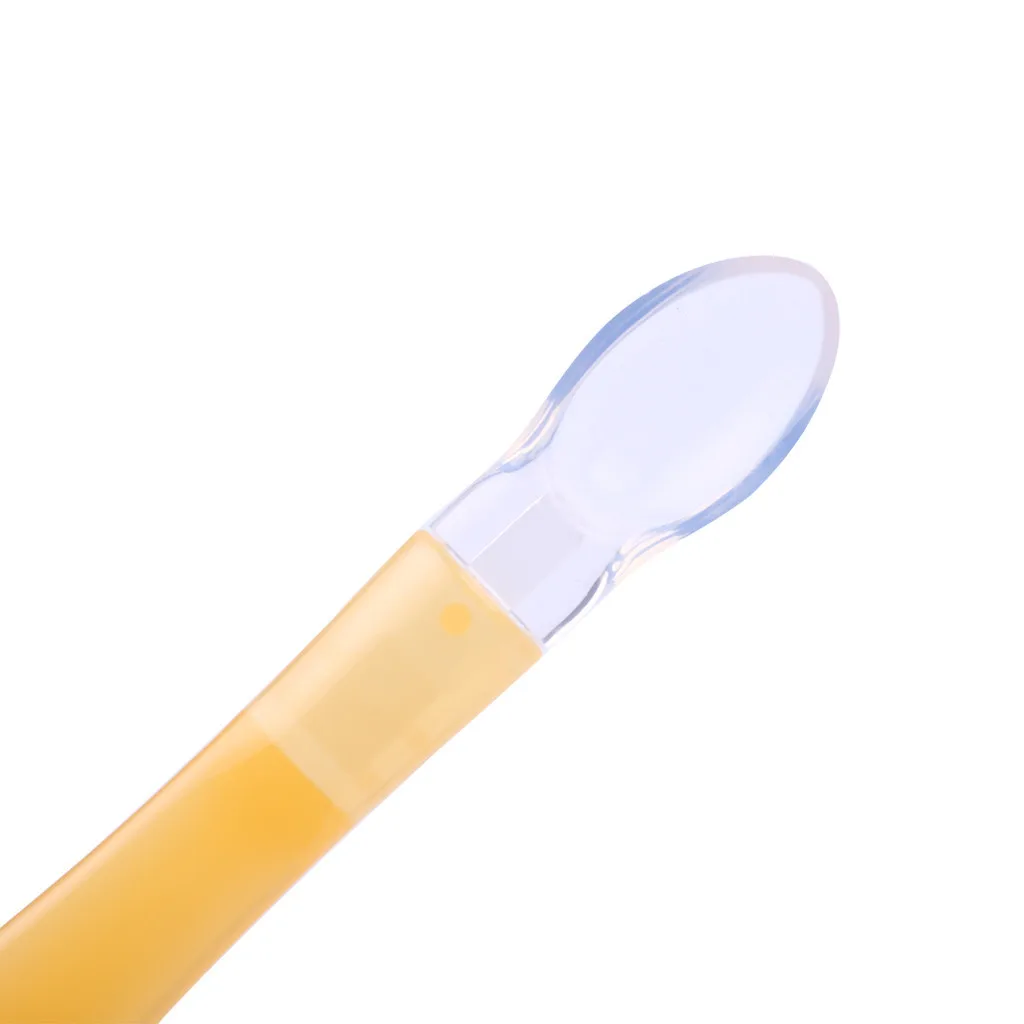 Детский безопасный силикон Материал для кормления ребенка Мягкая ложка мультфильм ложка с длинной ручкой новое поступление предложение Прямая