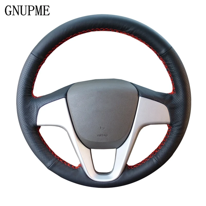 GNUPME черная искусственная кожа ручная прошитая крышка рулевого колеса автомобиля для hyundai Elantra 4 Rena