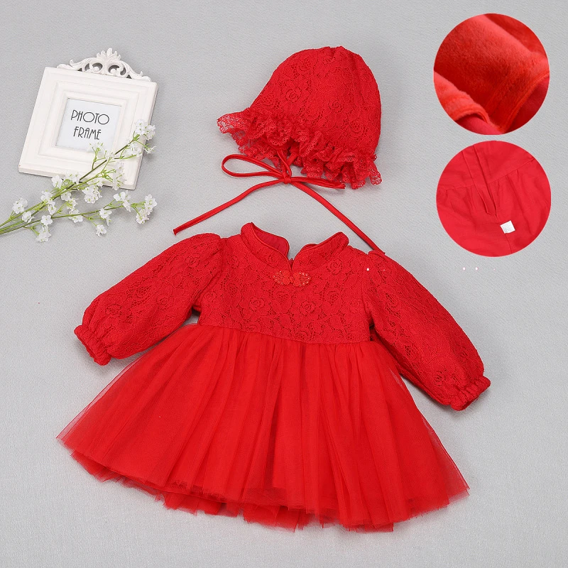 Baby Dress Winter Thickened Warm Clothes Wedding Party Gown Infant